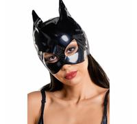 250066 Maschera x Viso da Sexy Gatta CatWoman PVC Nera Carnevale Travestimento