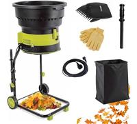 2500W Leaf Shredder with Wheels and Storage Bag, 8000rpm Garden Cleanup Composting Tool, 54cm Wide Hopper, Adjustable Cutting Size for Pine Needles, Thatch, and Garden Debris(10m)