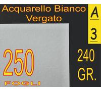 50 FOGLI ACQUARELLO BIANCO X STAMPANTE LASER E INKJET A3 240GR ATTESTATI DIPLOMA