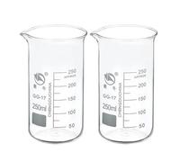 250ml Alto Modulo Vetro Bicchiere,2pz 3.3 con Beccuccio per Cucina Laboratorio