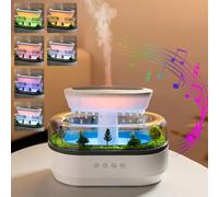 250ml Diffusore di aromaterapia per oli essenziali con paesaggio micronico e gocce di pioggia, diffusore di oli essenziali a 7 luci colorate, umidificatore con suoni di pioggia, diffusore di fragranze