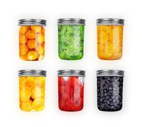 250ml Mason Jar 6 Pezzi 8oz Barattoli Vetro Con Coperchio Barattoli Conserve Per Marmellata Fatta In Casa Pomodori Cetrioli Miele Durante La Notte Avena Gelatina Frutta Conservazione Degli Alimenti
