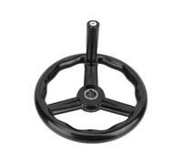 250mm x 22mm Black Bakelite Anti-Slip 3 Spoked Lathe Handwheel with Handle for Machine Tool Applications