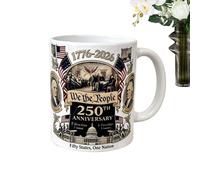 250th Birthday Mug, Ceramic Commemorative Cup, 1776-2026 Beverage Drinking Mug for Home Office Apartment Hotel Cafe, Living Room Dining Room, Collectible Souvenir Gift for Celebration Parties