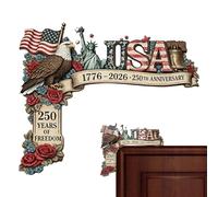 250th Door Topper - Patriotic Eagle Vintage Decoration, Independence Celebration Wall Accent | Holiday Memorial Day Veterans Day Party Front Porch Home Yard Garage Outdoor Festive Banner Display Sign