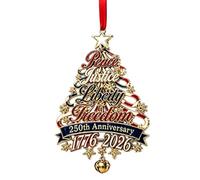 250th US Historical Keepsake with Bell - Patriotic Tree Christmas Ornaments | 2D Acrylic Christmas Tree Ornaments for Wall Window Display Door Handle Car Day Celebration Party