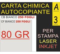 250+250 FOGLI CARTA CHIMICA AUTOCOPIANTE BIANCA CB CF X LASER INKJET F.TO A3