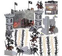 254PCS Set Gioco Cavalieri Castello Medievale, Set Gioco Base Militare Esercito in Plastica con Antichi Soldati Guerrieri, Action Figure, Cavalleria, Frecce, Torri per Bambini a partire da 3 Anni