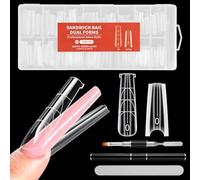 256 Pezzi Sandwich Dual Form, 16 Misure, Con Pennello 2-In-1 Per Unghie e Lima, Per Polygel, Builder Gel e Acrygel, Salone e Fai Da Te, Per Principianti(Trapezoidale)