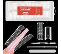 256 Pezzi Sandwich Dual Form, 16 Misure, Con Pennello 2-In-1 Per Unghie e Lima, Per Polygel, Builder Gel e Acrygel, Salone e Fai Da Te, Per Principianti(Mandorla)