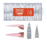 256 stampi Easy Nails Art con design a sandwich per estensione senza carta, necessari per principianti e saloni, modelli di estensione in acrilico con struttura a sandwich per senza problemi di carta