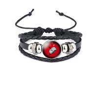 (25800911) Bracciale in pelle nera con logo eroe alla moda, design unisex