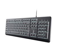 Trust Primo Tastiera Illuminata per PC Layout Italiano QWERTY, Filo USB-C/USB-A 1,8 m, Tasti a Profilo Ribassato, Resistente agli Schizzi, Tastiera per Computer, Laptop, Windows, Mac, Nero