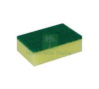 25BLISTER SPUGNA ABRASIVA GIALLA DOPPIA CON FIBRA VERDE CM.9X6X3H.: