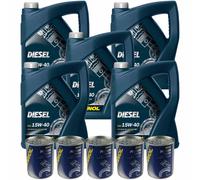 25L Olio Motore MANNOL SAE 15W-40 DIESEL 5x MANNOL Motor Doctor ADDITIVO