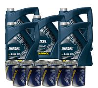 25L Olio Motore MANNOL SAE 15W-40 DIESEL 5xDoctor+Flush Motore