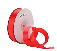 25mm Nastro di Raso, Nastro per Artigianato Natale Decorazioni, Adatto per confezionare Regali, Feste di Compleanno, Matrimoni, abbellire e Tanti Altri (Rosso, 45 Metri)