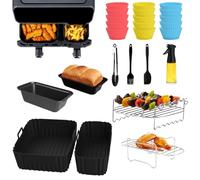 25Pcs Accessori Friggitrice ad Aria per Philips Dual Basket Air Fryer 3000,Set di Accessori Airfryer,Molde de silicona Set di Accessori Airfryer per Moulinex EZ9018,Salter 5.5L/3.5L, Lakeland 5L/3L