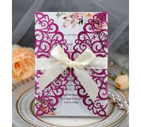 25pcs Brillantini Carta Matrimonio Invito Scheda W/ Busta Battesimo Festa Favore