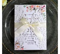 25pcs Brillantini Carta Matrimonio Invito Scheda W/ Busta Battesimo Festa Favore