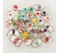 25pcs Fiore Pianta Luminoso Ambra Fossil Pendenti Esemplare Ghiere Regalo Arti