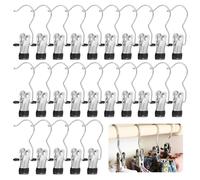 25pcs Ganci per Lavanderia Portatili, Mollette Grucce Ganci a Clip, Grucce Metallo Ganci con Pinza, Gancio per Stivali Clip in Acciaio Antiscivolo per Pantaloni Scarpe Calzini