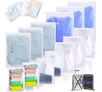 25PCS Sacchetti Trasparenti Zip,Cubi da Viaggio,Busta Organizer in Plastica Impermeabile,Organizer Borse da Viaggioper Vestiti, Biancheria Intima,Scarpe,Beauty Case（5 Formati Misti）