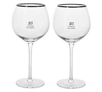 25th Anniversario Gin Vetro Set Argento Cresta Occhiali Con Argento Parole