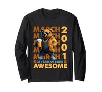 25th Birthday Cool Bear March 2001 Vintage 25 Years Old Maglia a Manica