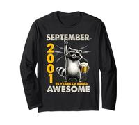 25th Birthday Raccoon September 2001 Vintage 25 Years Old Maglia a Manica