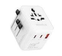 25W Adattatore Universale da Viaggio,5 in 1 Presa Universale da Viaggio con 1 USB A,2 USB C,1 Universale Presa,1 US/JP Presa,Adattatore Spina Internazionale per Italia UK US Australia Tailandia