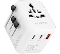 25W Adattatore Universale da Viaggio,5 in 1 Presa Universale da Viaggio con 1 USB A,2 USB C,1 Universale Presa,1 US/JP Presa,Adattatore Spina Internazionale per Italia UK US Australia Tailandia