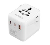 25W Adattatore Universale da Viaggio,5 in 1 Presa Universale da Viaggio con 1 USB A,2 USB C,1 Universale Presa,1 US/JP Presa,Adattatore Spina Internazionale per Italia UK US Australia Tailandia