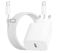 25W Caricatore per iPhone 17/16/16 Pro/16 Pro Max/16 Plus/15/15 Pro/15 pro Max/15 Plus/iPad Pro/iPad Air, Caricatore USBC Caricabatterie iPhone Ricarica Rapida Alimentatore Presa USBC con 3M Cavo USBC