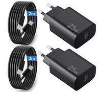 25W Caricatore USB C Caricabatterie per Samsung Galaxy S25 Ultra S24 S23 S22 S21 FE 5G A55 A54 A53 A35 A25 A15, Tab S9 S8 A9, USBC Fast Charger Alimentatore Rapido PD Presa con 2-Pack 2M Tipo C Cavo
