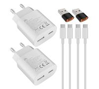 25W USB tipo C Caricabatterie veloce 15W USB tipo A Adattatore Per:Samsung Galaxy S25 S24 S23 S22 S21 S20 A56 A55 Veloce Telefono cellulareSpina di ricarica USB C Rapido Alimentator Cavo di ricarica