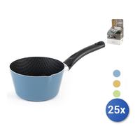 25x Casseruole Conica Antiaderente Jaipur In Metallo, Nero, 16Cm