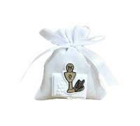 25X Sacchetto Portaconfetti Bianco 9x11cm c/Vangelo COMUNIONE BOMBONIERA 1BDE