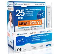25x Tamponi COVID 19 - Test Nuove Varianti 2025 - Tamponi Rapidi Nasali Certificati per Uso Domestico, Risultato Rapido