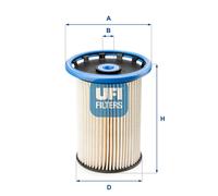 UFI Filters, Filtro Gasolio 26.025.00, Filtro Carburante per Ricambio, Adatto ad Auto, Applicabile su Diversi Modelli Porsche e Volkswagen