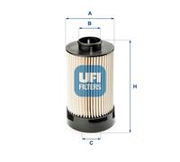 UFI Filters, Filtro Gasolio 26.072.00, Filtro Carburante per Ricambio, Adatto ad Camion, Applicabile su Diversi Modelli come Gaz Gazel, Iveco EcoDaily 29L10 e Iveco EcoDaily 35C13