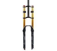 26" 27.5" 29" MTB Downhill Mountain Bike Forcella 1~1/8" Sospensione tubo dritto 130mm forcella ammortizzata ad aria QR 9mm doppia spalla controllo forcella ammortizzata per bici AM (oro, 27,5 pollici