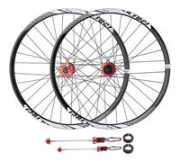 26/27.5/29 Pollici MTB Ruote Della Bicicletta, Sgancio Rapido/ASSE Passante Doppio Scopo 32 Fori Mozzo Anteriore 2 Posteriore 4 Cuscinetti Doppia Parete Cerchi(Rosso,27.5inch)
