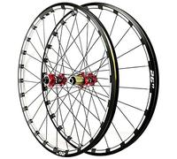 26 27,5 Pollici Perno Passante Freno A Disco Set Ruota Anteriore Posteriore per Bicicletta Cerchio A Doppia Parete 24 Fori per Mozzo Cassetta 7 8 9 10 11 12 velocità (Mozzo Rosso 26 Pollici)
