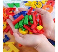 26-78 pezzi Adesivi magnetici per frigorifero con lettere e numeri inglesi, realizzati in materiale plastico colorato, con lettere maiuscole e minuscole, simboli matematici e altri accessori colorati 