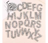 26 adesivi con lettera dell'alfabeto con strass glitterati e strass autoadesivi ABC A-Z per forniture fai da te (argento)