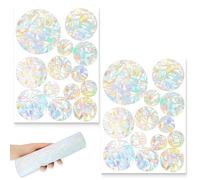 26 adesivi tondi prismati per finestre, cattura luce arcobaleno, adesivi elettrostatici anticollisione per uccelli, decorazioni per vetri e porte in vetro, set da 2 fogli