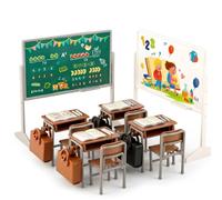 26 articoli in miniatura, mini materiale scolastico, set da scrivania per aula, libri, zaino per la decorazione della casa delle bambole