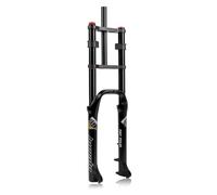 26'' Bicicletta Forcella Fat Discesa Libera MTB Aria Forcella A Sospensione Corsa 140mm Dritta Doppia Spalla Forcella Rimbalzo Regolabile Freno A Disco,per Pneumatici da 4.0 (Color : Black)