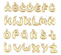 26 ciondoli a forma di lettere dell'alfabeto in rame placcato oro 18 K, per la creazione di gioielli, ciondoli a forma di lettera dalla A alla Z, per bracciali, collane e orecchini